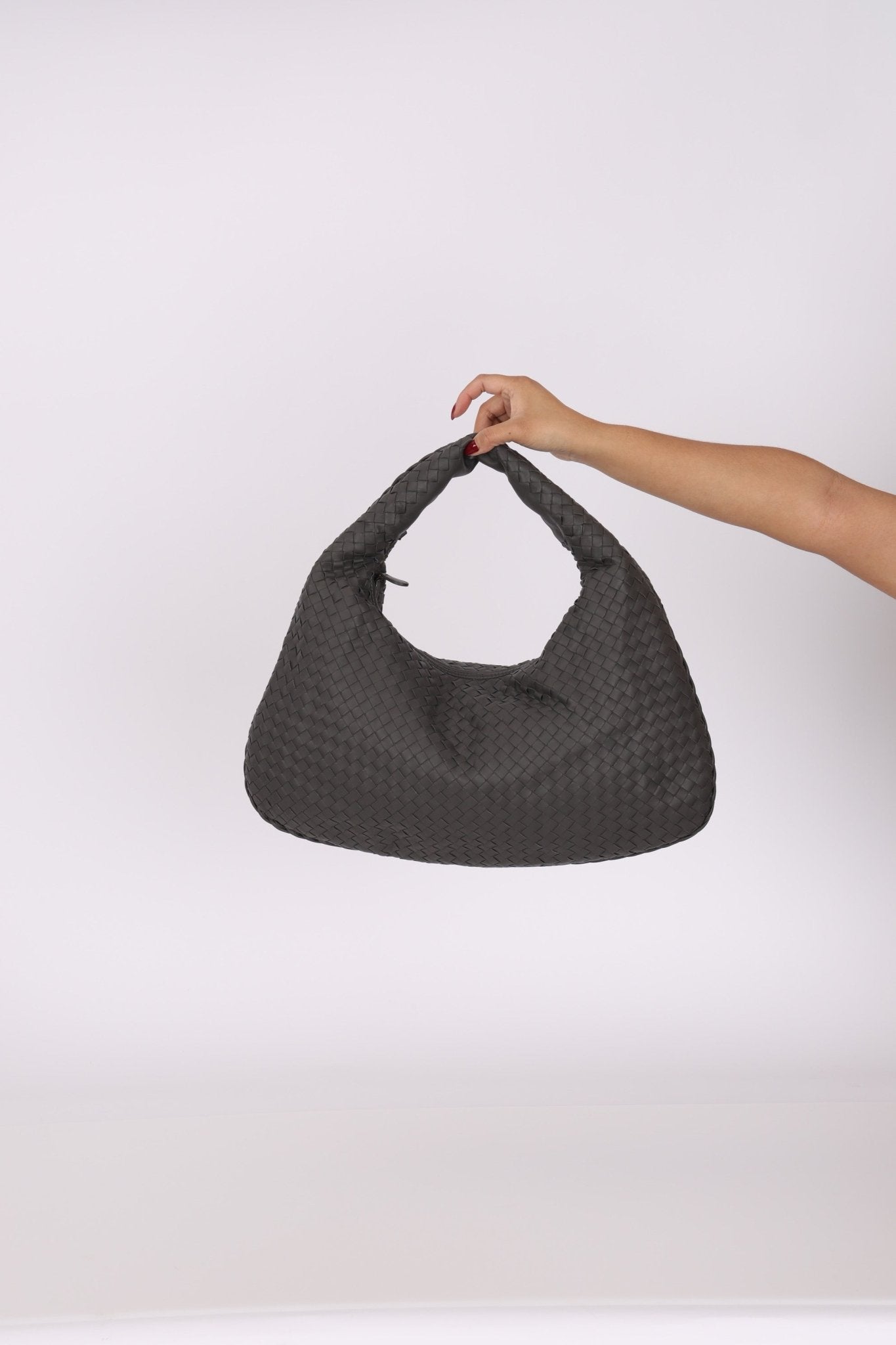 Bottega Veneta Grey Medium Intrecciato Hobo with Mirror - FashioNica
