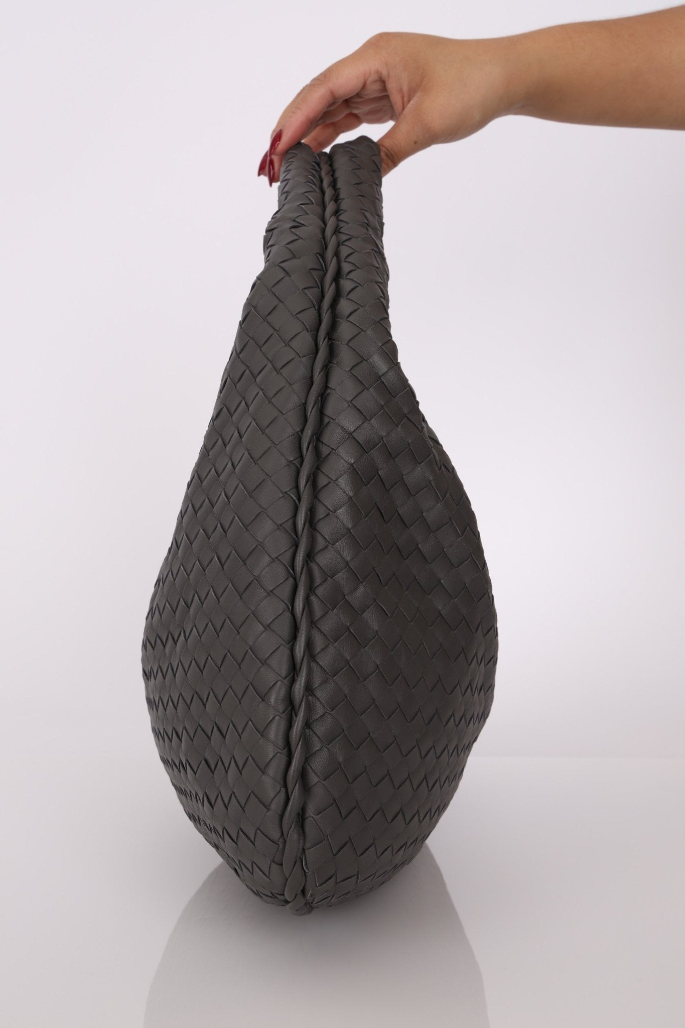 Bottega Veneta Grey Medium Intrecciato Hobo with Mirror - FashioNica