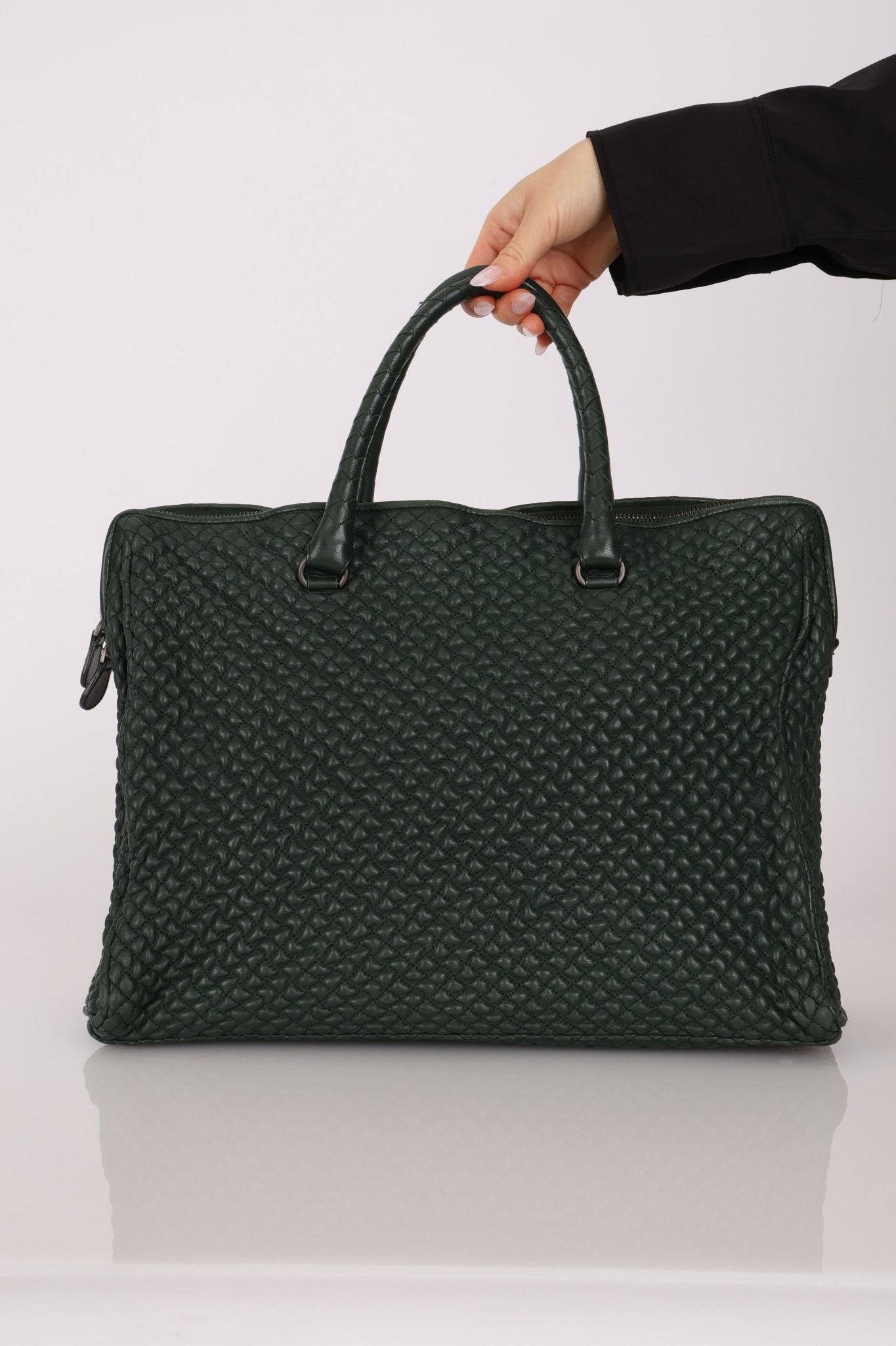 Bottega Veneta Intrecciato Bubble Green Quilted Bag - FashioNica