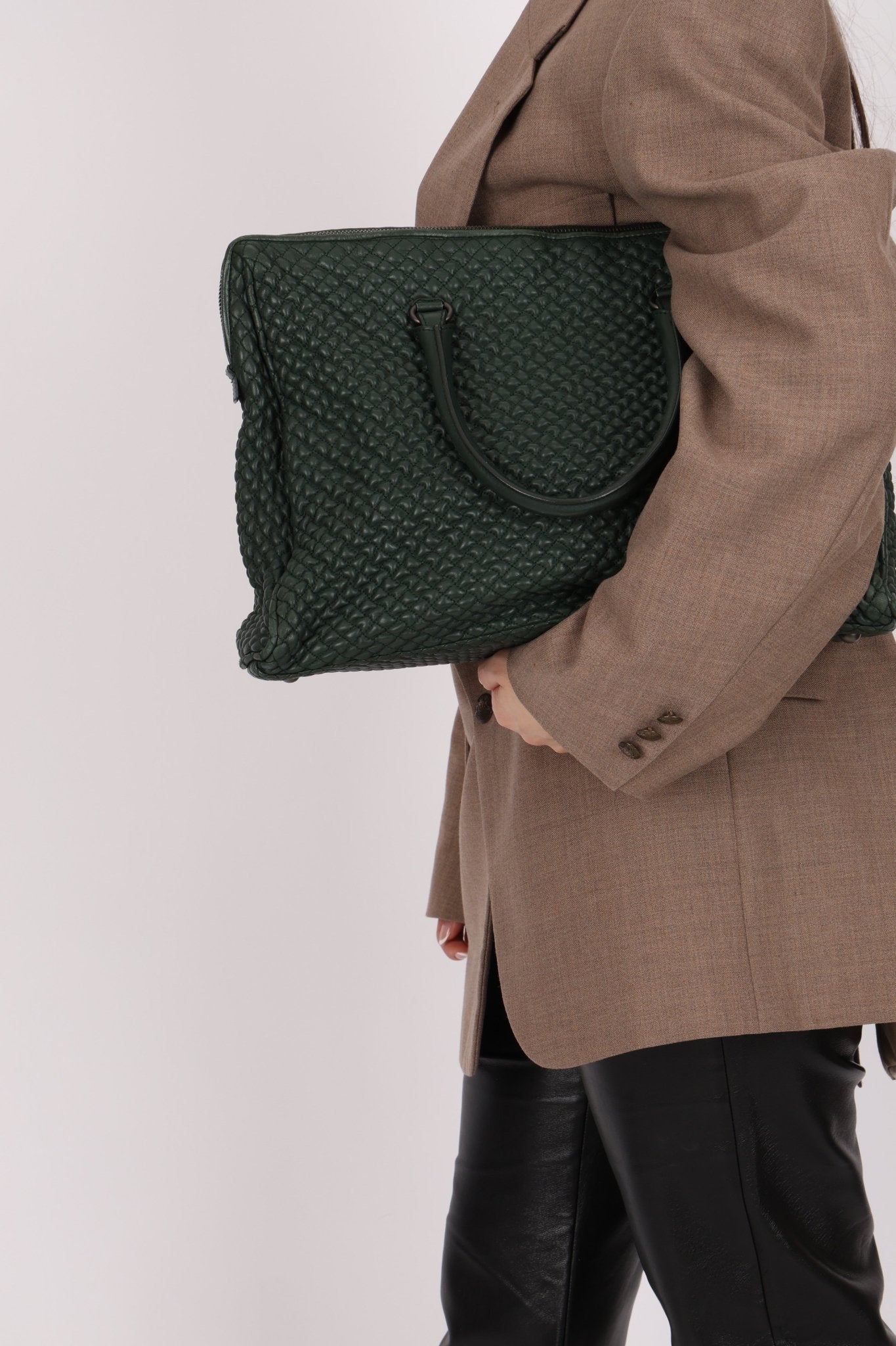 Bottega Veneta Intrecciato Bubble Green Quilted Bag - FashioNica