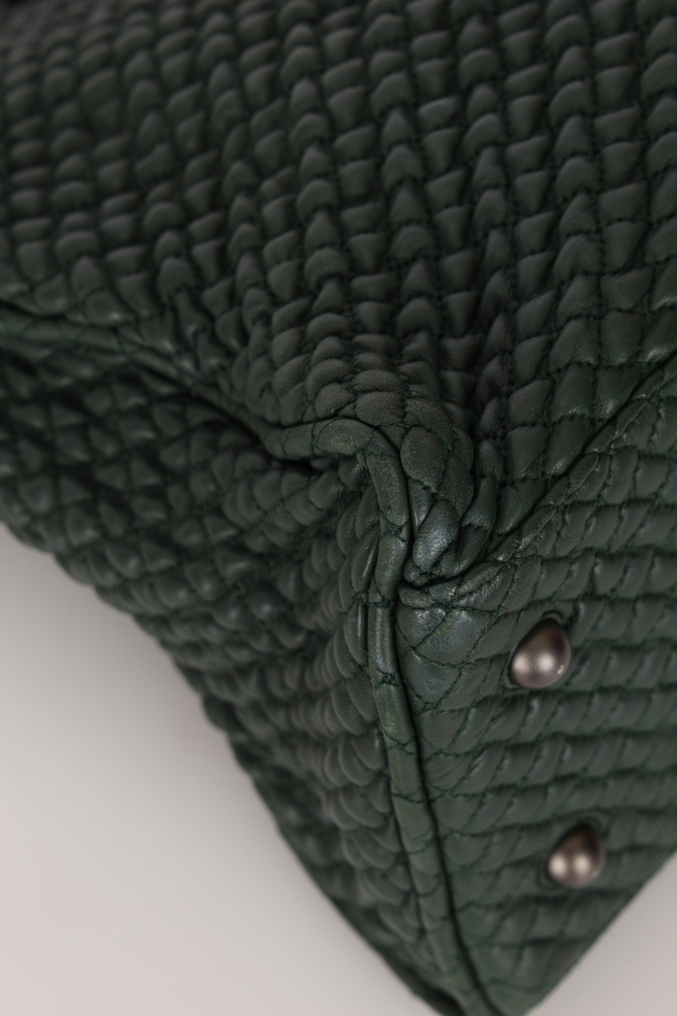 Bottega Veneta Intrecciato Bubble Green Quilted Bag - FashioNica