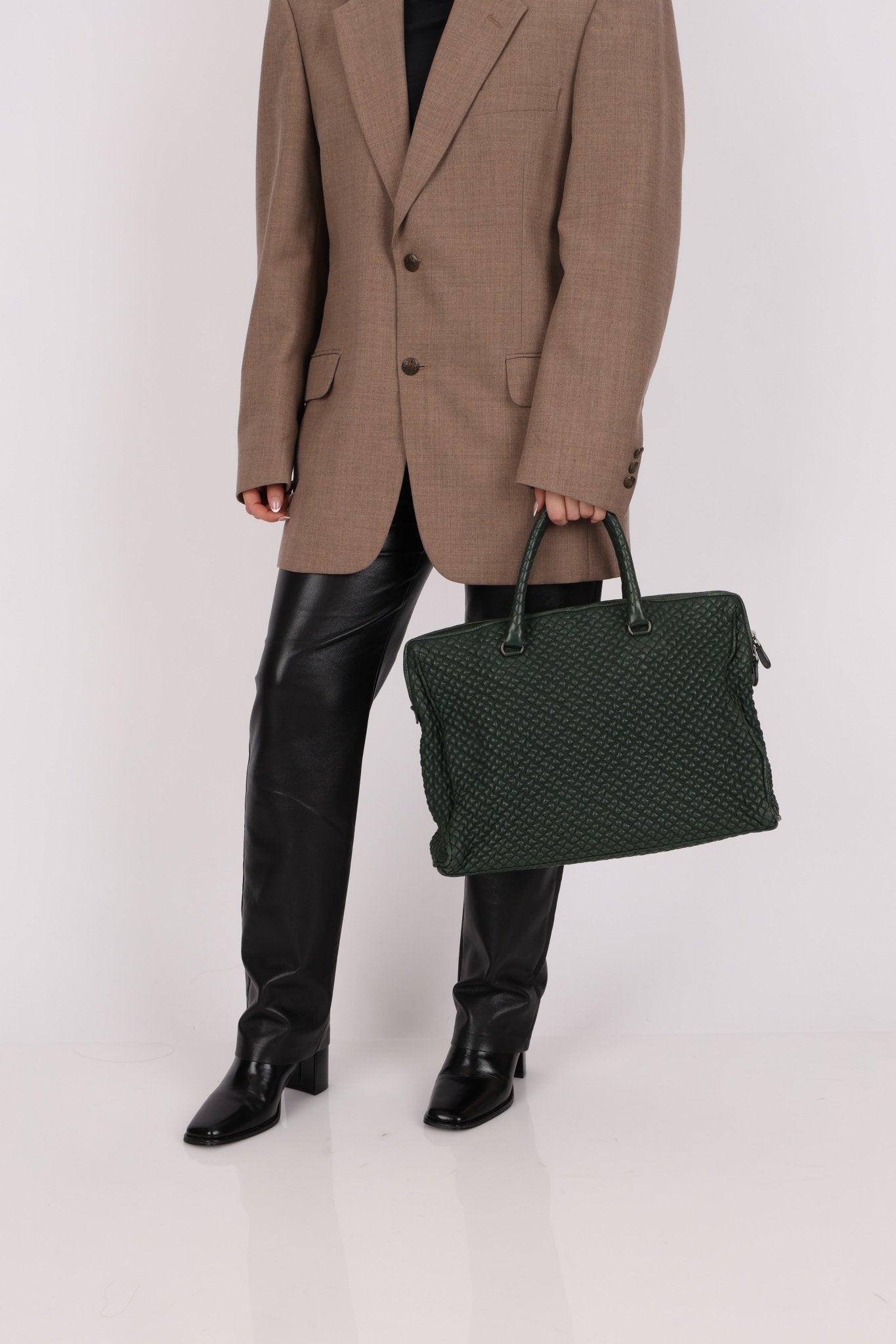 Bottega Veneta Intrecciato Bubble Green Quilted Bag - FashioNica