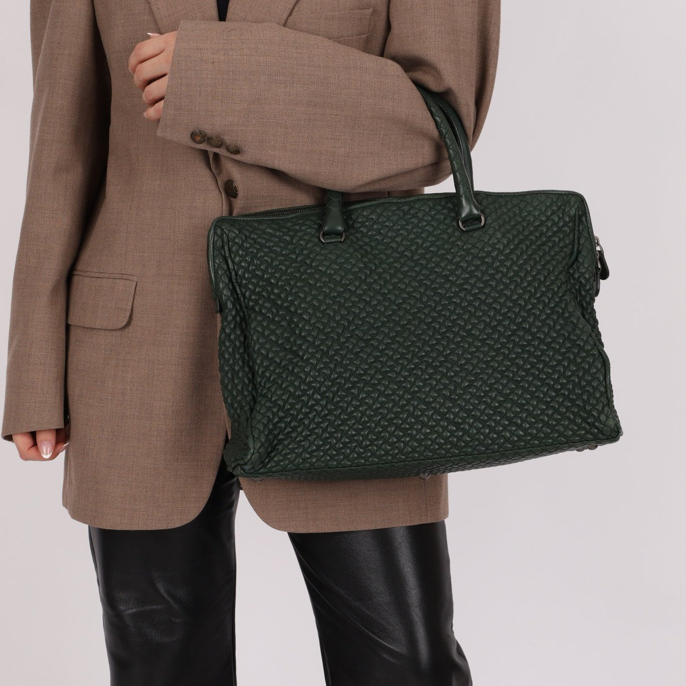 Bottega Veneta Intrecciato Bubble Green Quilted Bag - FashioNica