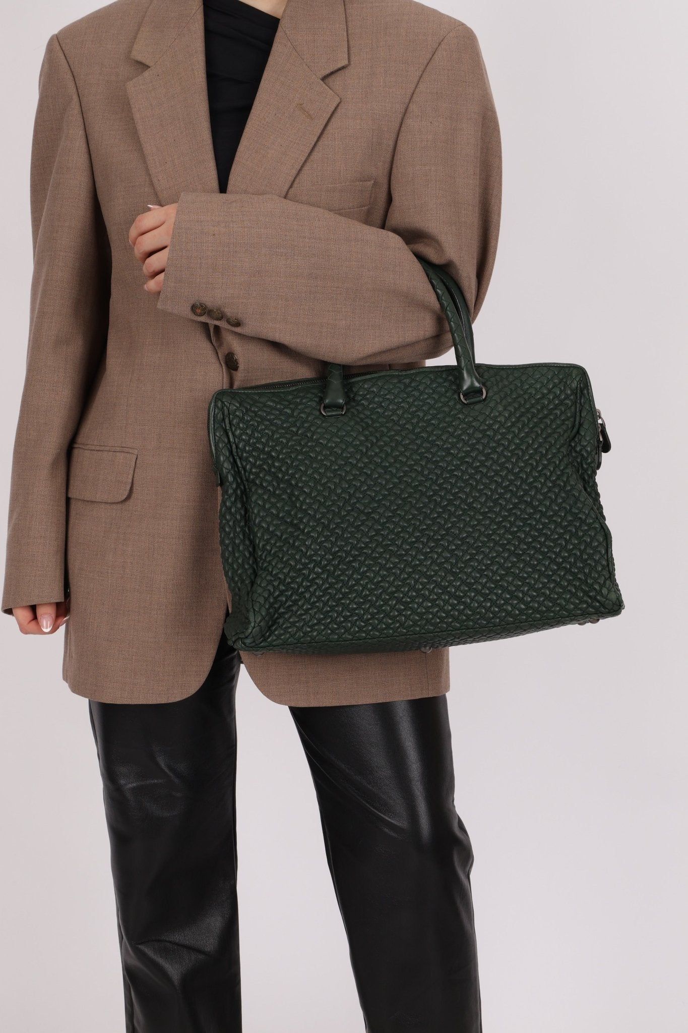 Bottega Veneta Intrecciato Bubble Green Quilted Bag - FashioNica