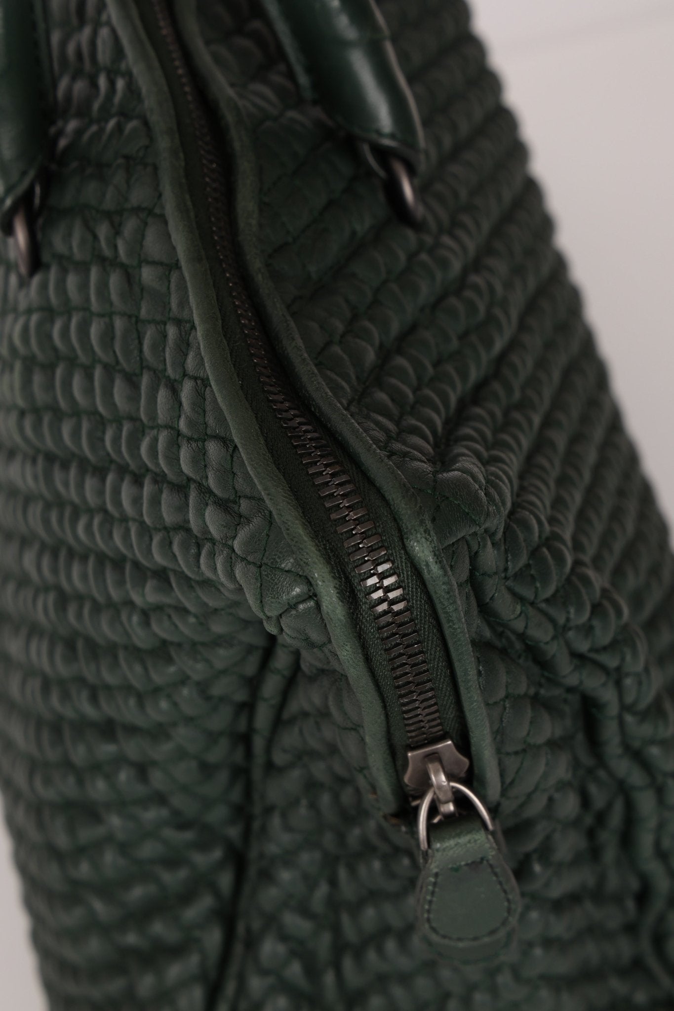 Bottega Veneta Intrecciato Bubble Green Quilted Bag - FashioNica