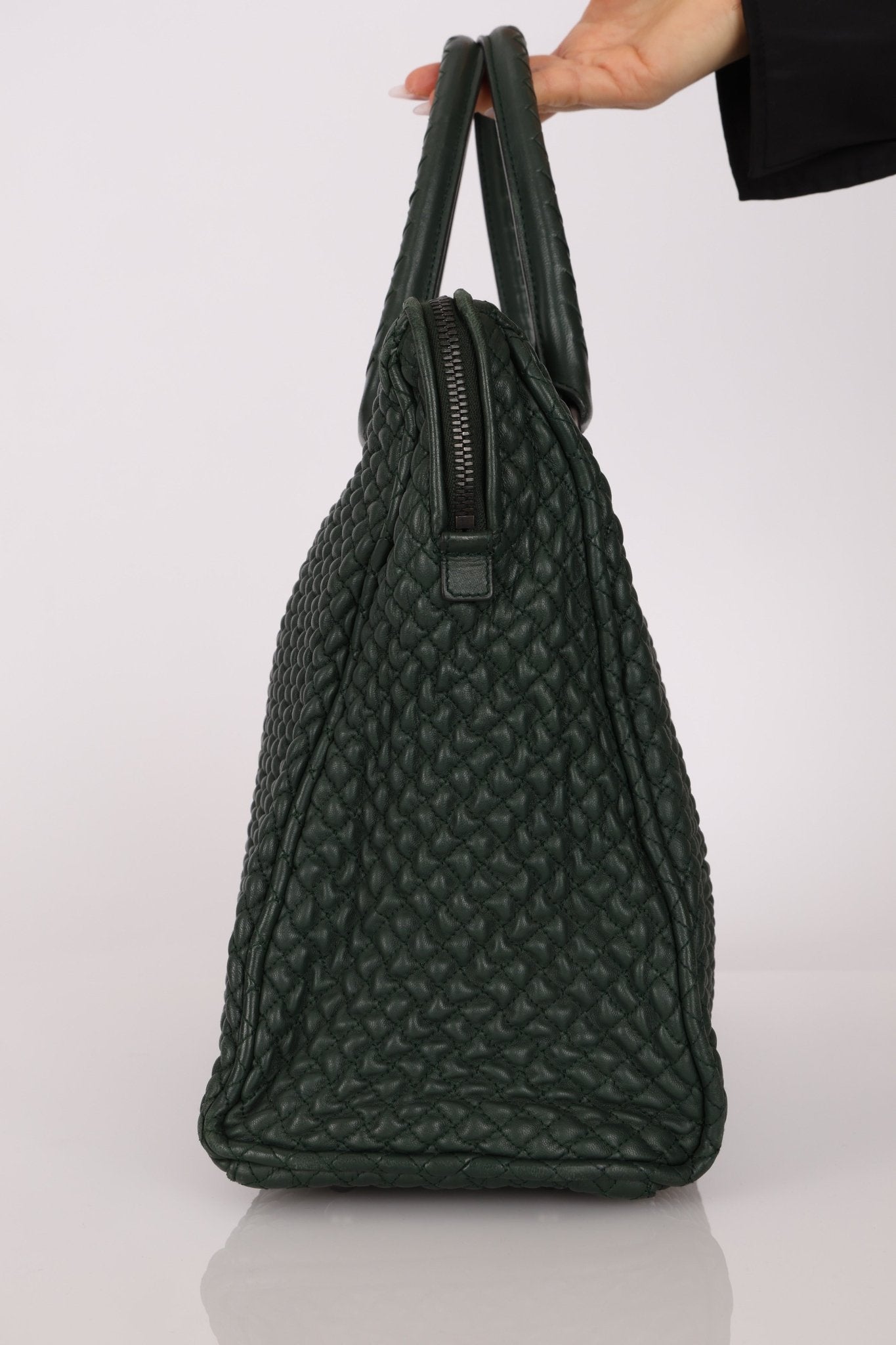 Bottega Veneta Intrecciato Bubble Green Quilted Bag - FashioNica
