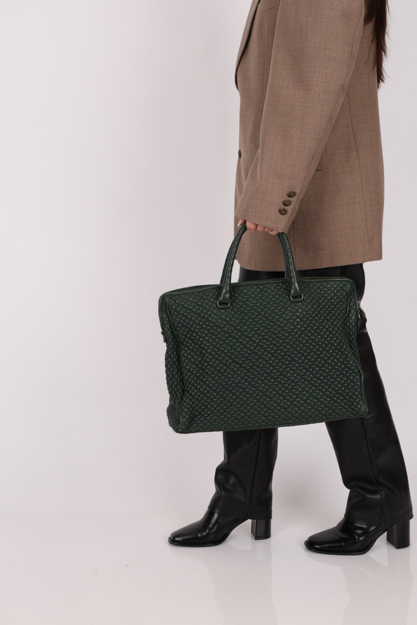 Bottega Veneta Intrecciato Bubble Green Quilted Bag - FashioNica