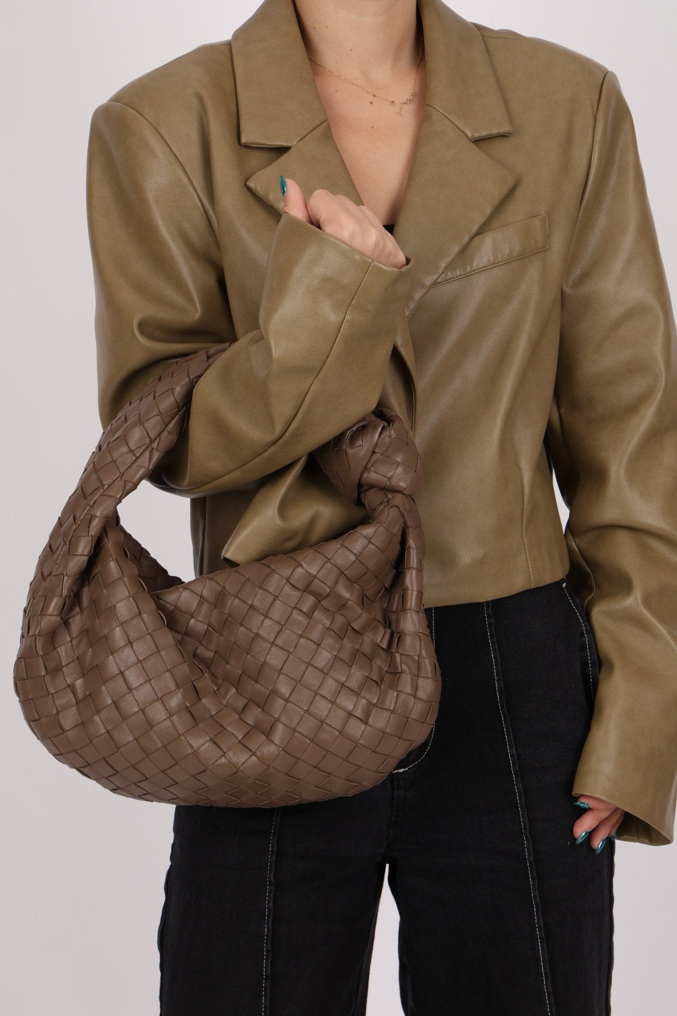 Bottega Veneta Intrecciato Dark Taupe Teen Jodie - FashioNica