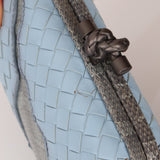 Bottega Veneta Intrecciato Light Blue Python Break Kisslock Clutch - FashioNica