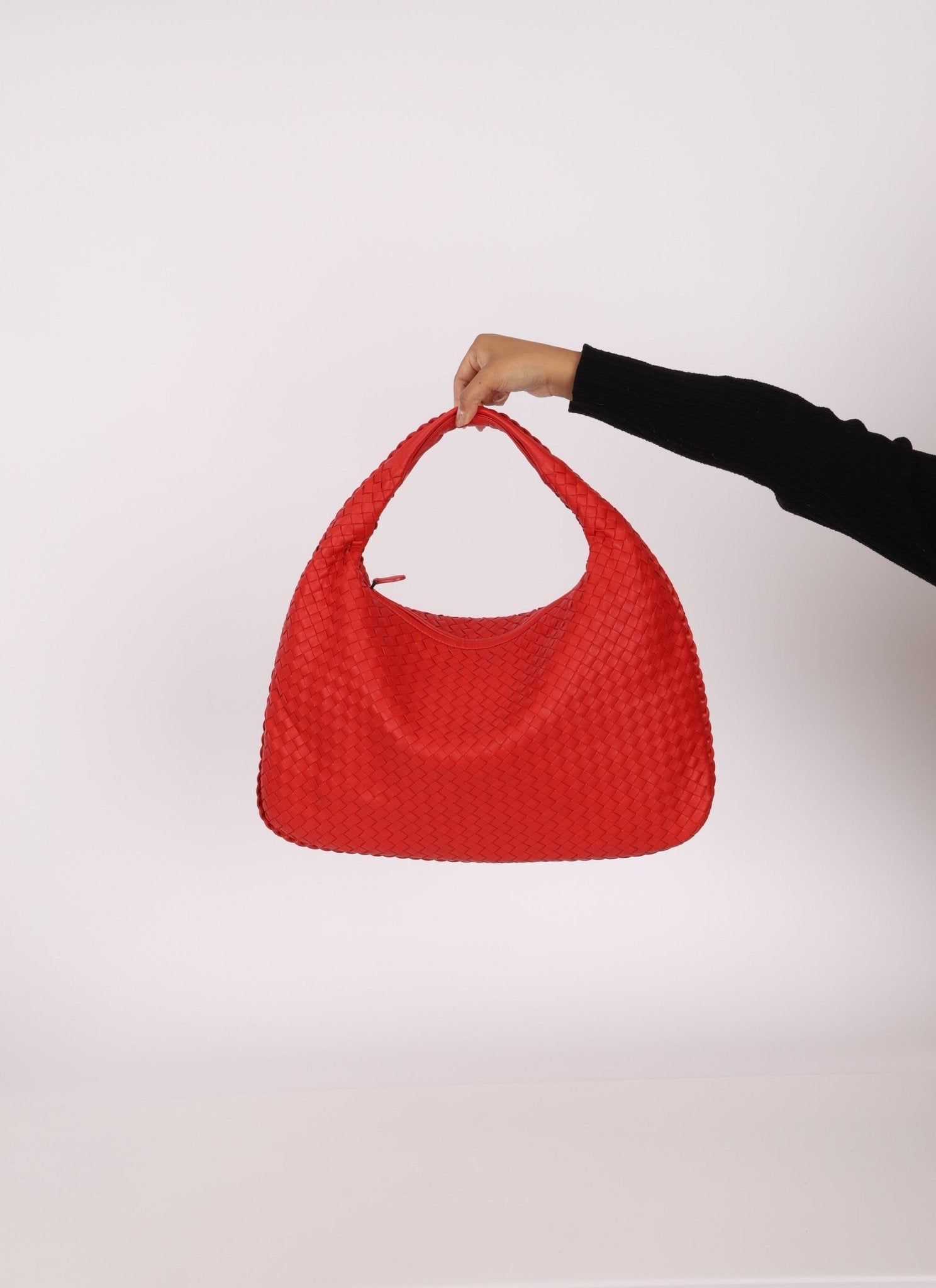 Bottega Veneta Intrecciato Red Hobo w/ Mirror - FashioNica