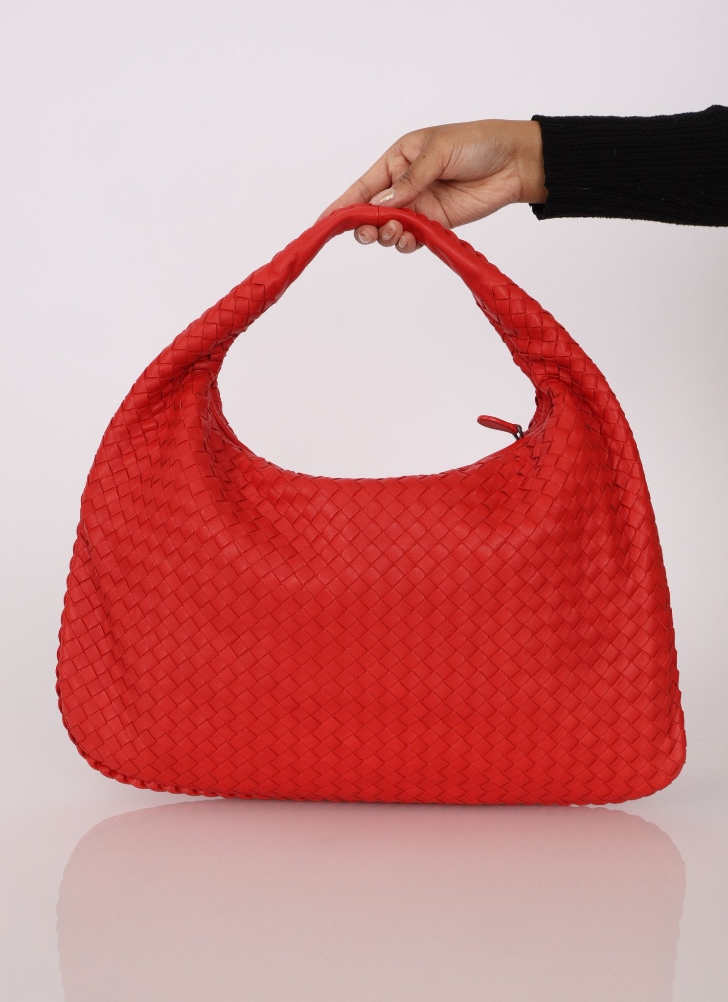 Bottega Veneta Intrecciato Red Hobo w/ Mirror - FashioNica