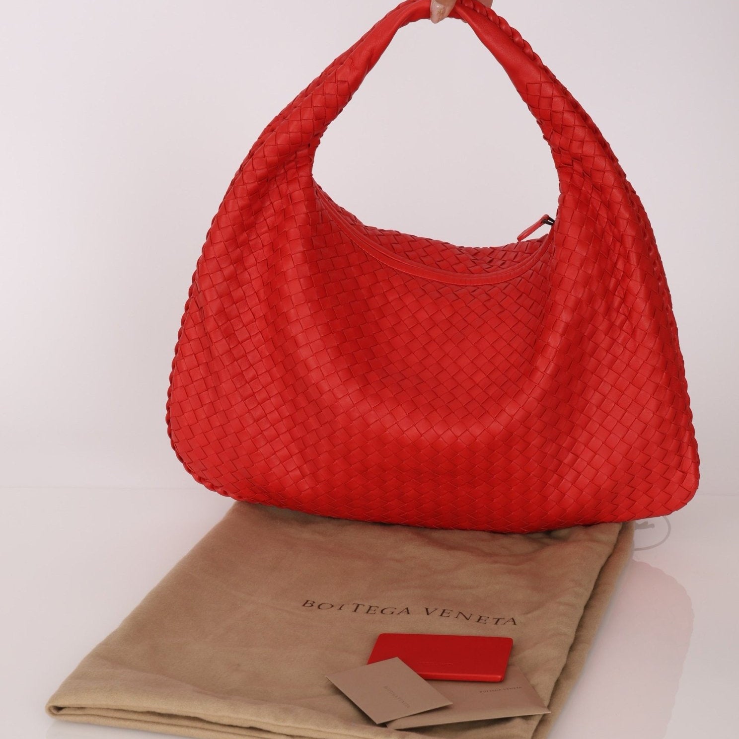 Bottega Veneta Intrecciato Red Hobo w/ Mirror - FashioNica