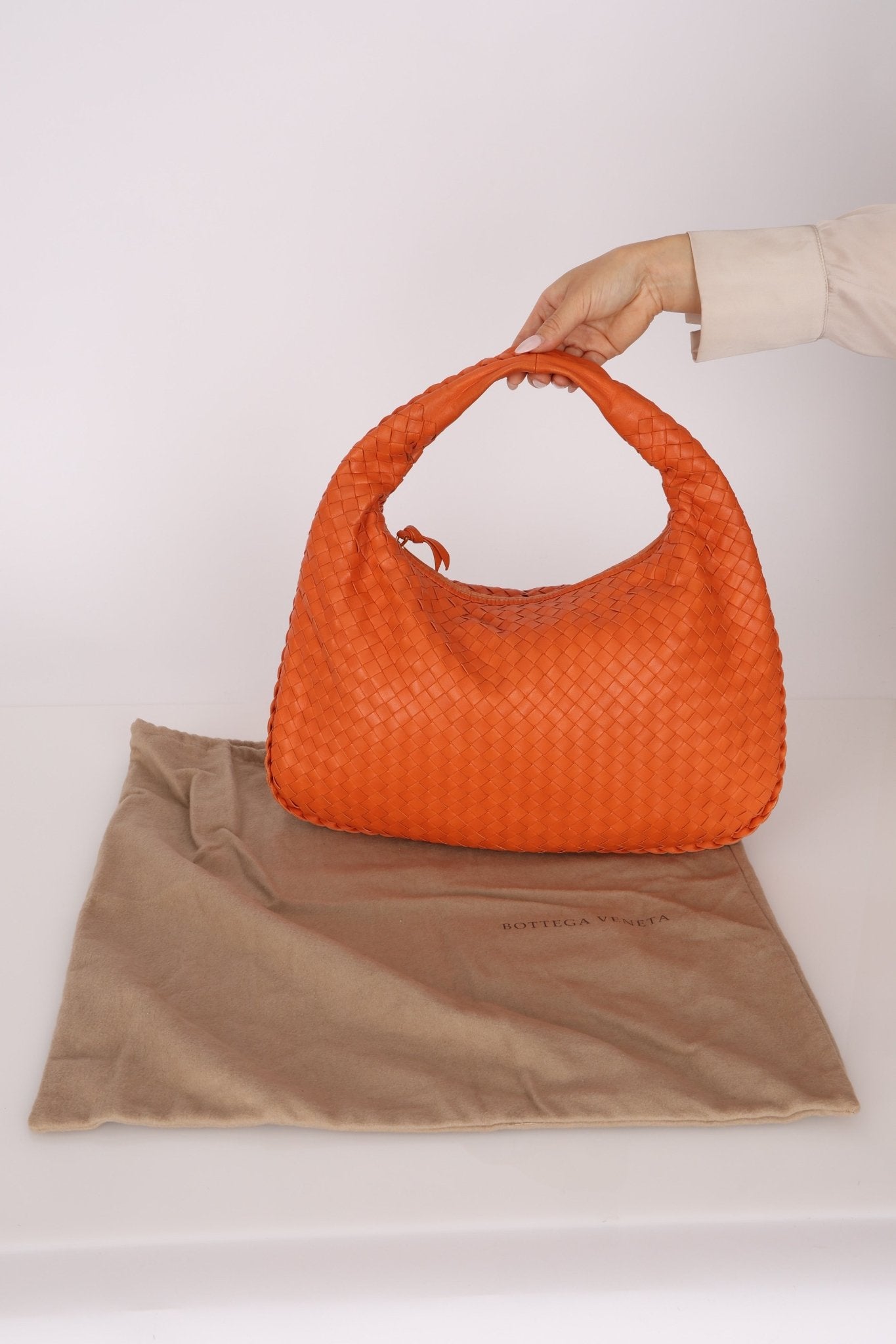 Bottega Veneta Lambskin Clementine Intrecciato Medium Hobo - FashioNica