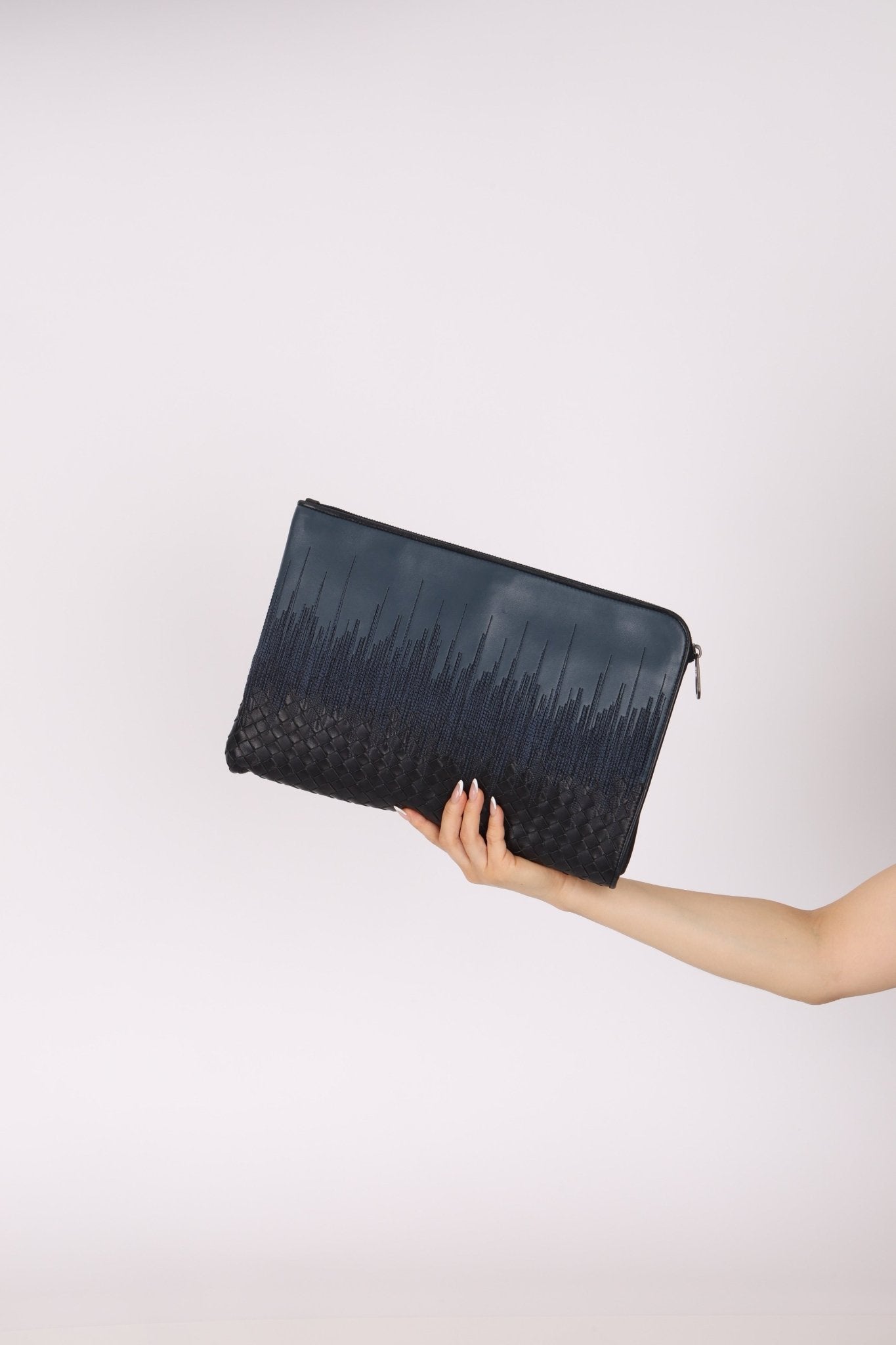 Bottega Veneta Lambskin Intrecciato Embroidered Degrade Clutch - FashioNica