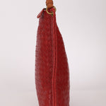 Bottega Veneta Lambskin Red Intrecciato Papier Shoulder Bag - FashioNica