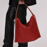 Bottega Veneta Lambskin Red Intrecciato Papier Shoulder Bag - FashioNica