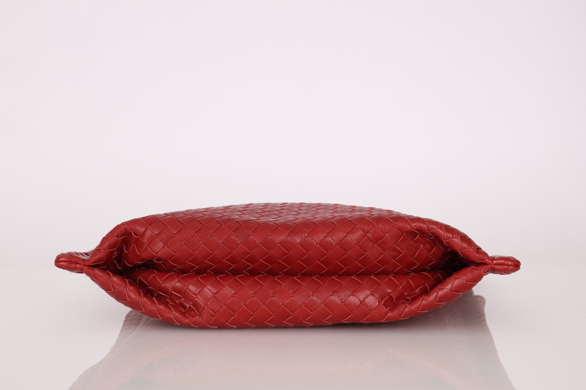 Bottega Veneta Lambskin Red Intrecciato Papier Shoulder Bag - FashioNica