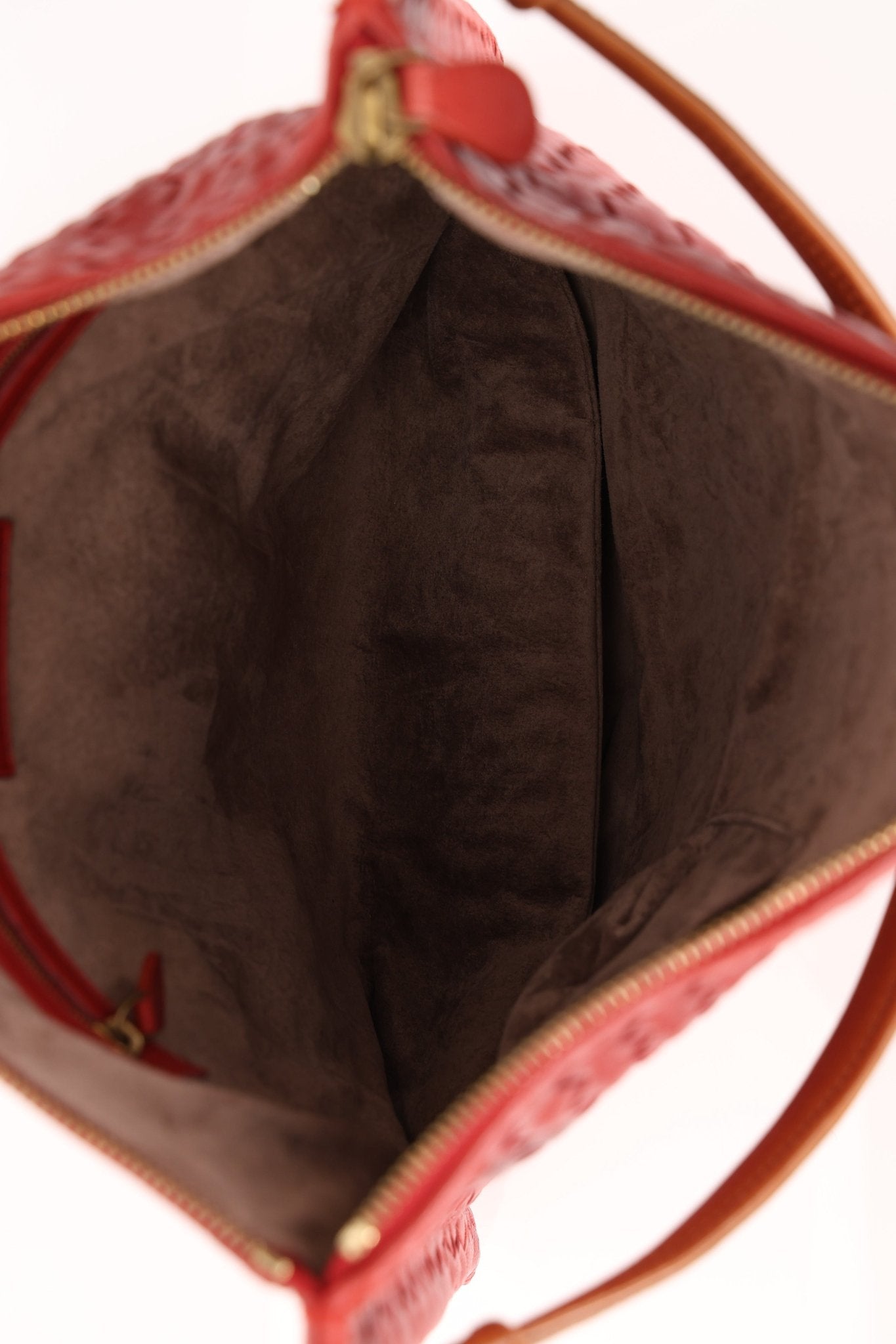 Bottega Veneta Lambskin Red Intrecciato Papier Shoulder Bag - FashioNica