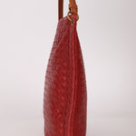 Bottega Veneta Lambskin Red Intrecciato Papier Shoulder Bag - FashioNica
