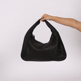 Bottega Veneta Large Intrecciato Black Hobo w Mirror - FashioNica