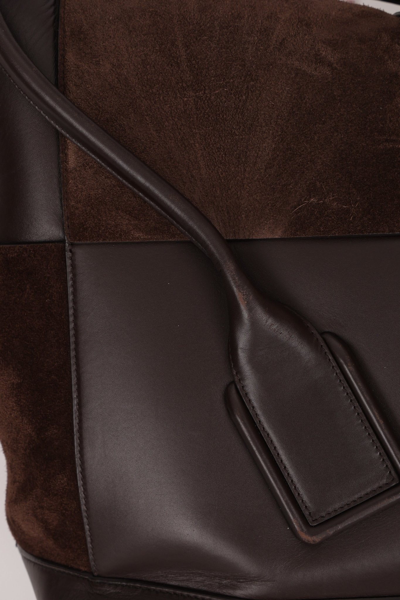 Bottega Veneta Maxi Suede & Leather Intrecciato XL Arco Tote - FashioNica