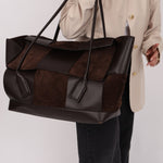 Bottega Veneta Maxi Suede & Leather Intrecciato XL Arco Tote - FashioNica