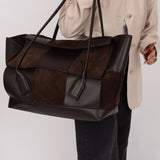 Bottega Veneta Maxi Suede & Leather Intrecciato XL Arco Tote - FashioNica