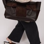 Bottega Veneta Maxi Suede & Leather Intrecciato XL Arco Tote - FashioNica