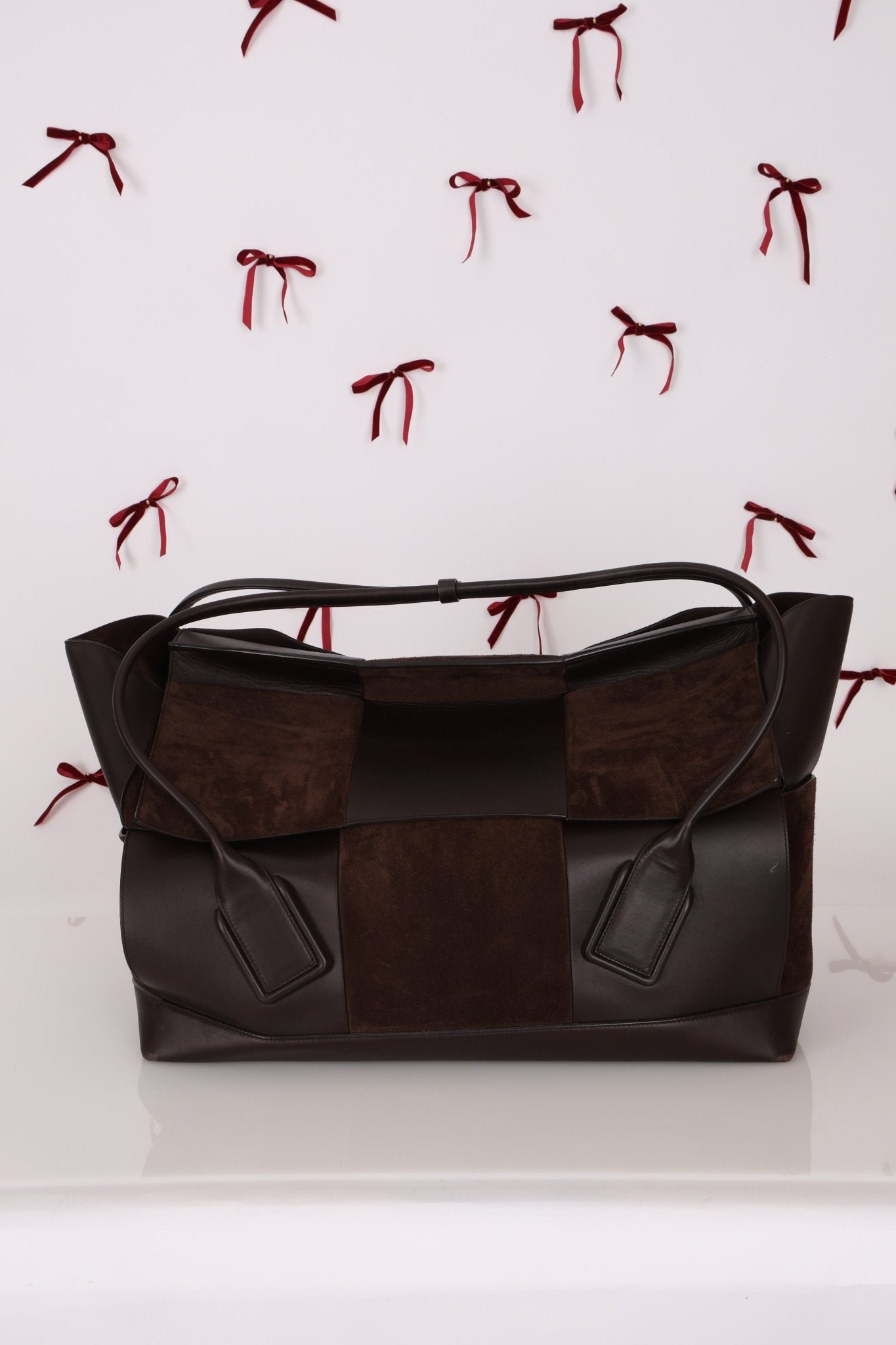 Bottega Veneta Maxi Suede & Leather Intrecciato XL Arco Tote - FashioNica