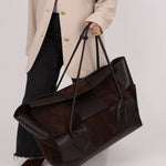 Bottega Veneta Maxi Suede & Leather Intrecciato XL Arco Tote - FashioNica