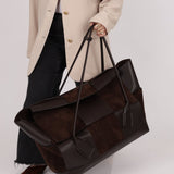 Bottega Veneta Maxi Suede & Leather Intrecciato XL Arco Tote - FashioNica