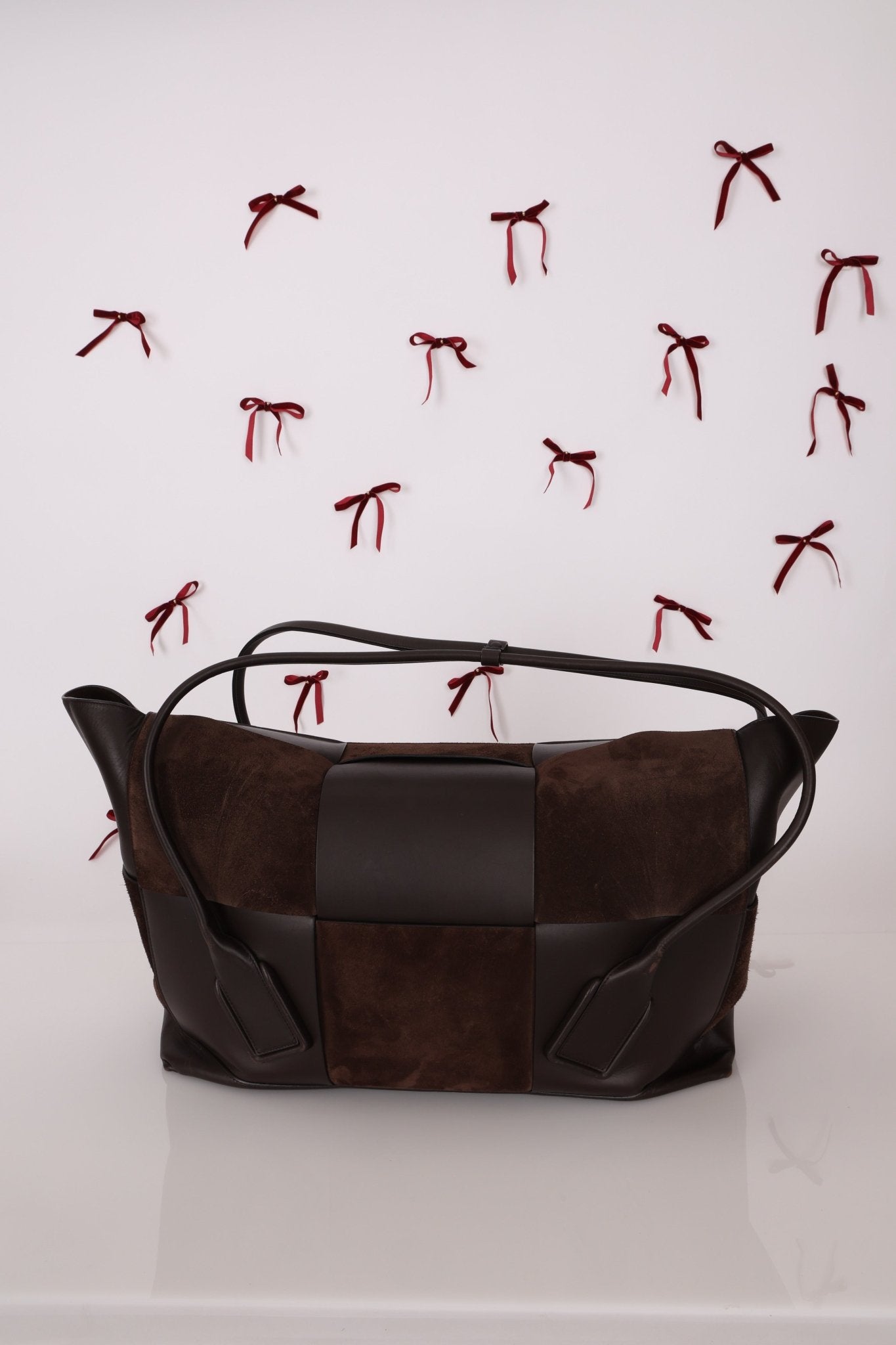 Bottega Veneta Maxi Suede & Leather Intrecciato XL Arco Tote - FashioNica