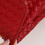 Bottega Veneta Red Intrecciato Turn - Lock Kelly Top Handle - FashioNica