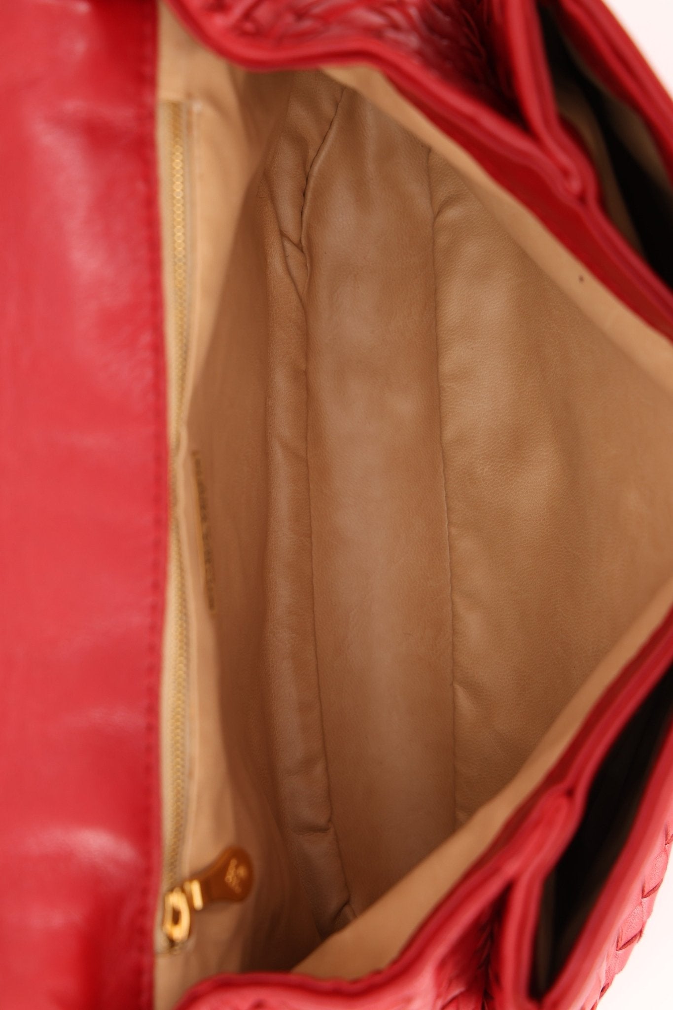 Bottega Veneta Red Intrecciato Turn - Lock Kelly Top Handle - FashioNica