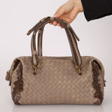 Bottega Veneta Taupe Intrecciato Mini Boston Bag - FashioNica