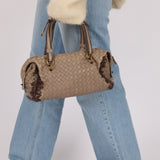 Bottega Veneta Taupe Intrecciato Mini Boston Bag - FashioNica