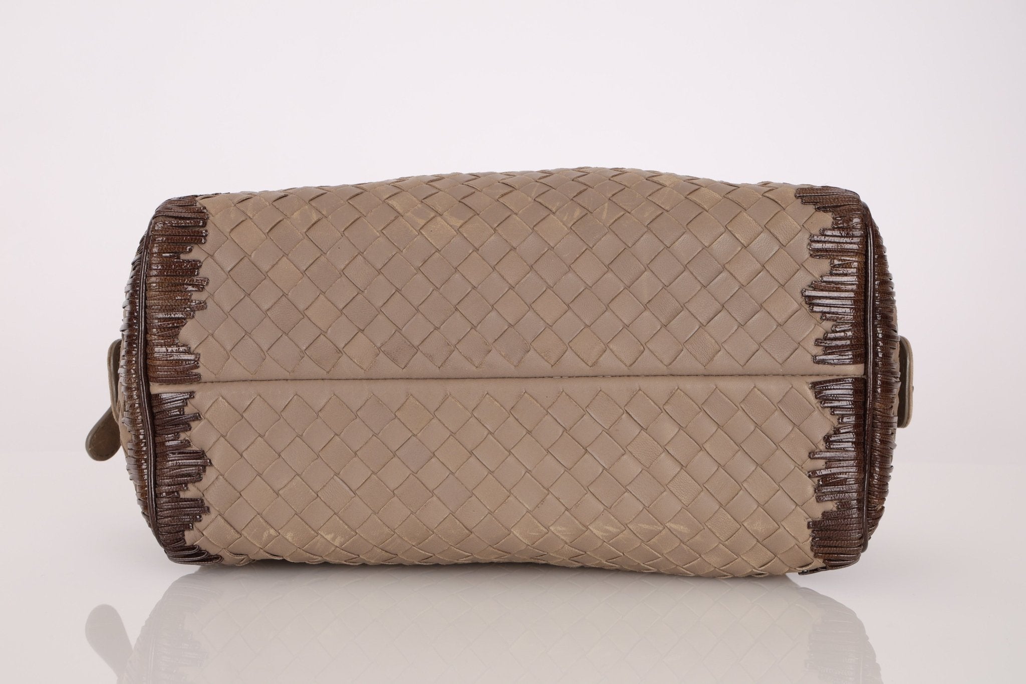 Bottega Veneta Taupe Intrecciato Mini Boston Bag - FashioNica