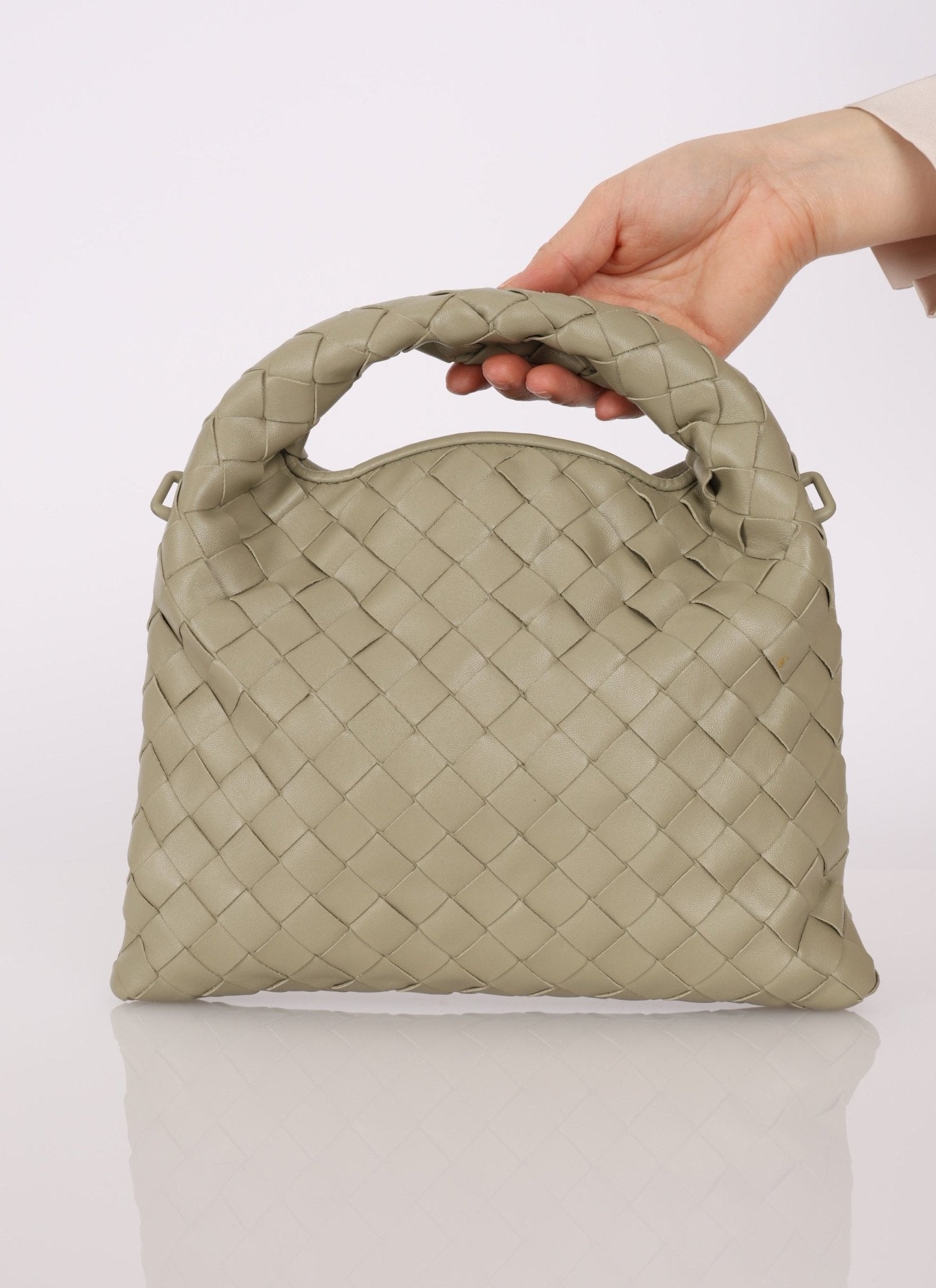 Bottega Veneta Travertine Intrecciato Mini Hop - FashioNica