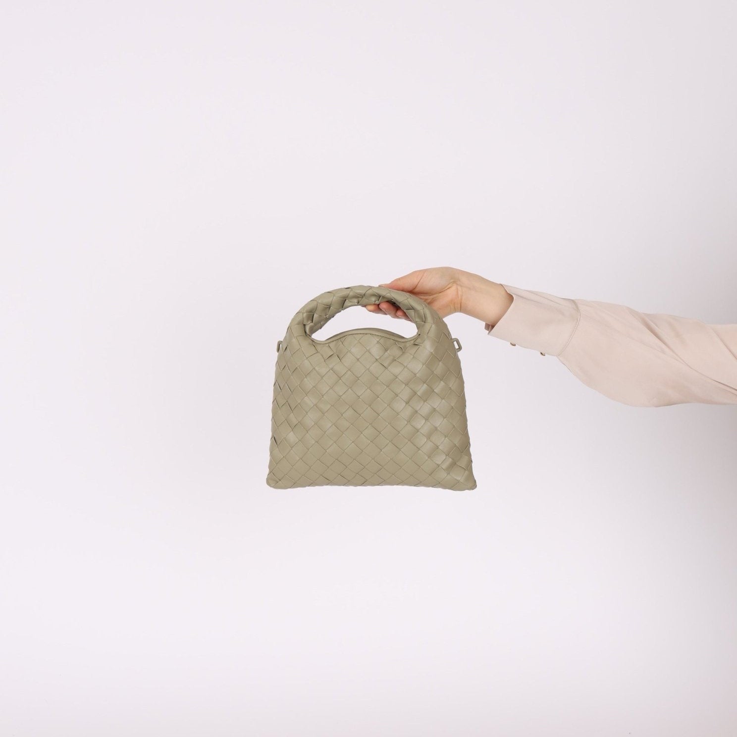 Bottega Veneta Travertine Intrecciato Mini Hop - FashioNica