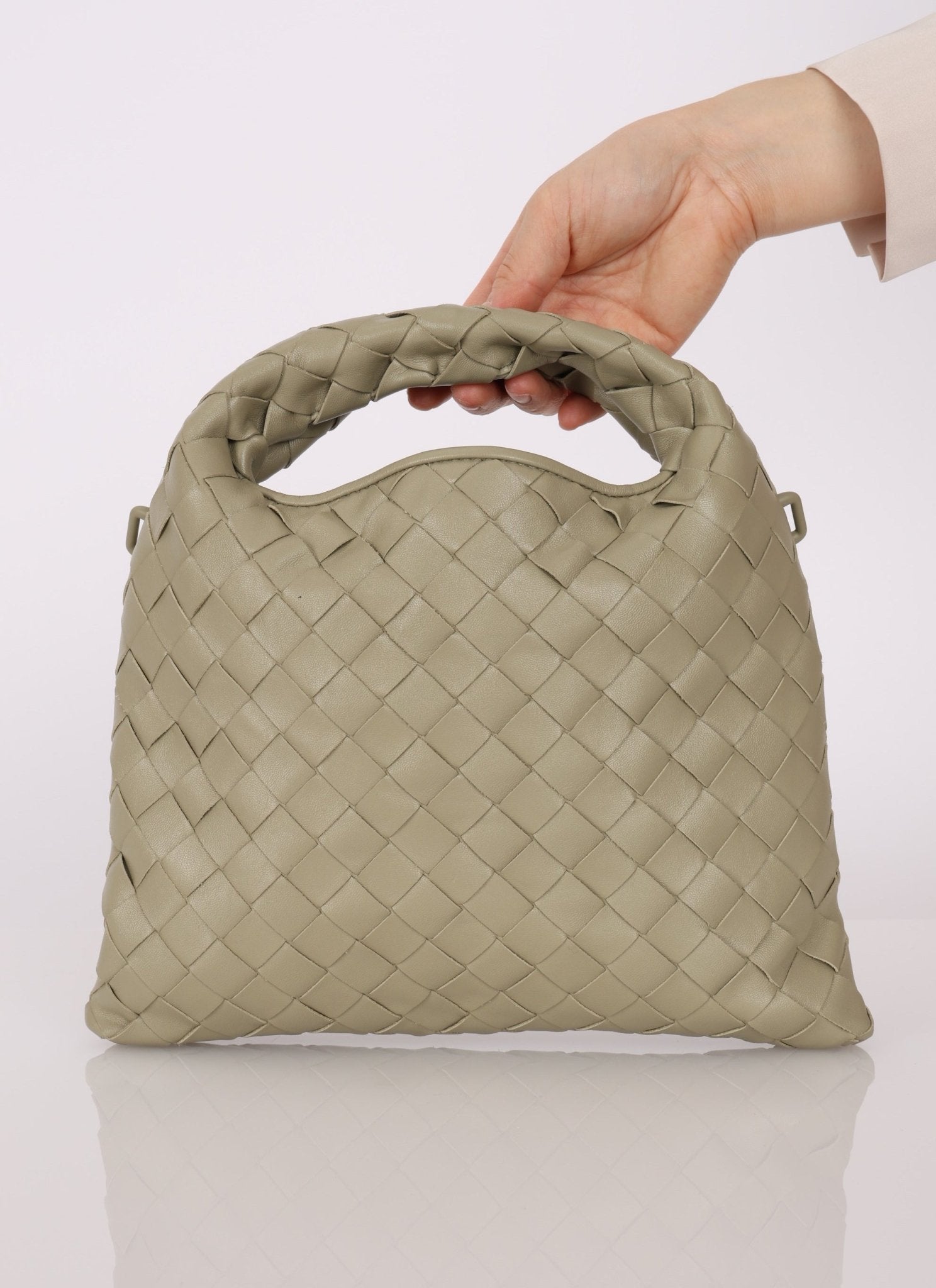 Bottega Veneta Travertine Intrecciato Mini Hop - FashioNica