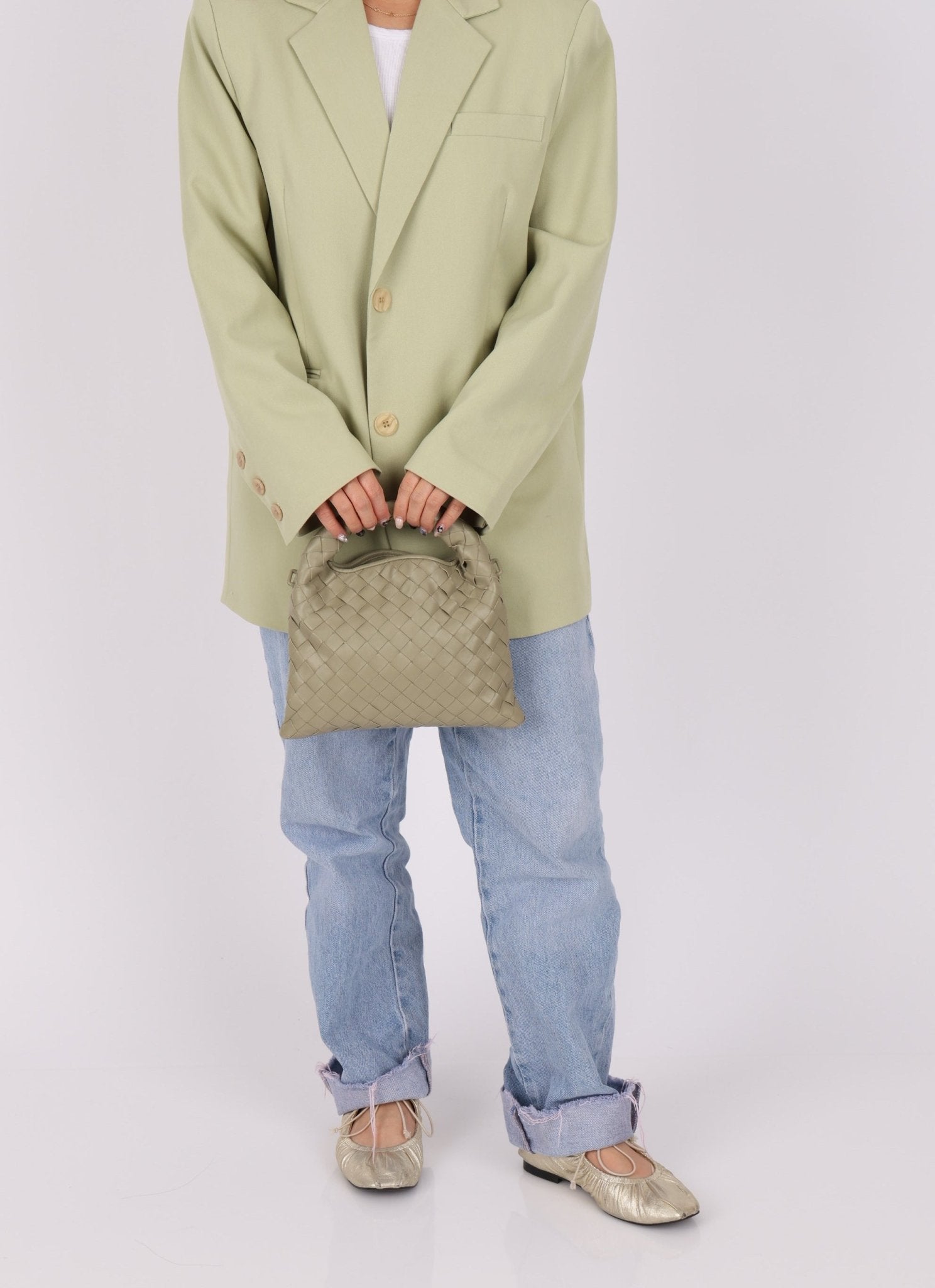 Bottega Veneta Travertine Intrecciato Mini Hop - FashioNica