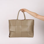 Bottega Veneta Travertine Maxi Intrecciato Large Arco Tote - FashioNica