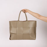 Bottega Veneta Travertine Maxi Intrecciato Large Arco Tote - FashioNica