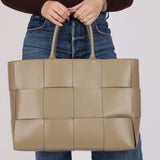 Bottega Veneta Travertine Maxi Intrecciato Large Arco Tote - FashioNica