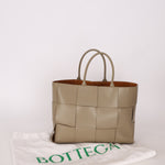 Bottega Veneta Travertine Maxi Intrecciato Large Arco Tote - FashioNica