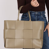 Bottega Veneta Travertine Maxi Intrecciato Large Arco Tote - FashioNica
