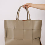 Bottega Veneta Travertine Maxi Intrecciato Large Arco Tote - FashioNica