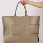 Bottega Veneta Travertine Maxi Intrecciato Large Arco Tote - FashioNica