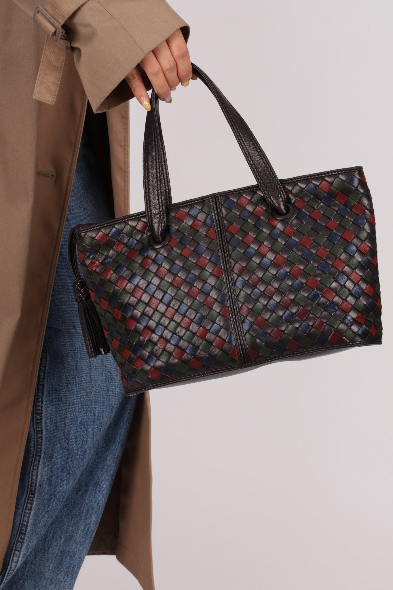 Bottega Veneta Tri - Color Intrecciato Top Handle Tote - FashioNica