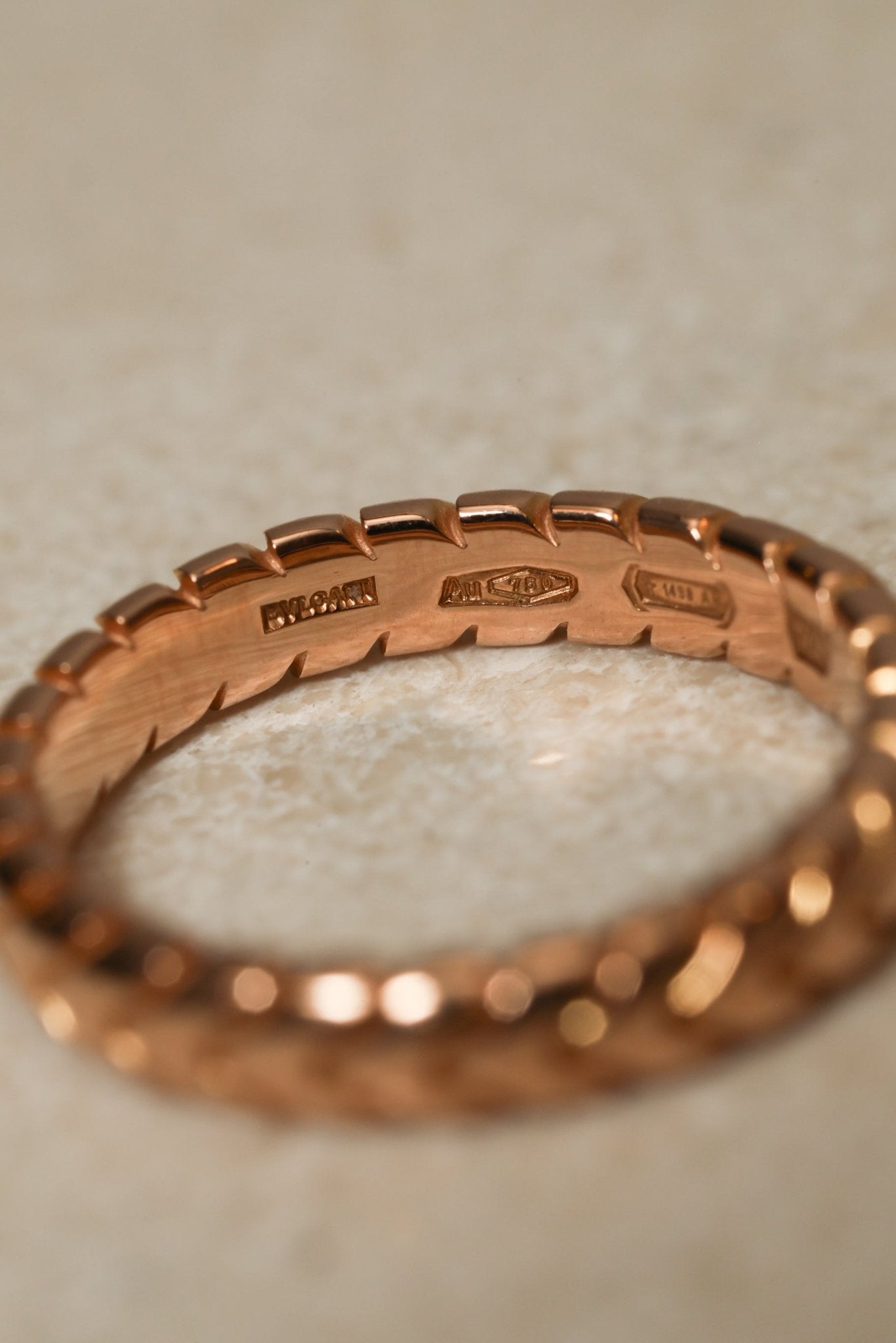Bvlgari 18K RG Spiga Ring - FashioNica
